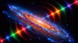 Illustration de la recherche de civilisations extraterrestres via les émissions radio des galaxies.