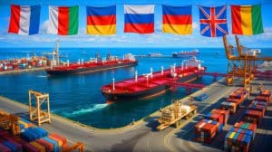 Illustration de la chute des exportations russes de combustibles fossiles en raison des sanctions internationales.