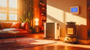 Illustration de la comparaison des coûts de chauffage entre le gaz, l'électricité et le fioul pour cet hiver.