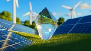Illustration de la découverte d'un cristal capable de respirer l'oxygène, révolutionnant les technologies énergétiques.