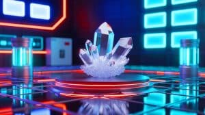 Illustration de la découverte d'un cristal capable de respirer l'oxygène et ses implications pour les technologies énergétiques.