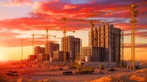 Illustration de la construction d'une centrale à gaz de 1 350 MW dans le bassin permien au Texas.