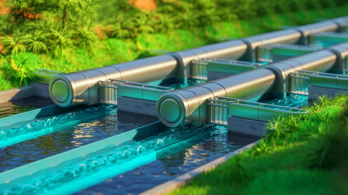Mass Megawatts révolutionne l’hydroélectricité avec un retour sur investissement en seulement deux ans Illustration de la technologie Hydro Multiaxis Turbosystem de Mass Megawatts pour une hydroélectricité modulaire et rentable.