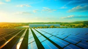 Illustration de la centrale solaire et du système de stockage d'énergie de RWE au Texas.