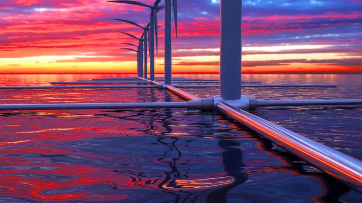 Illustration de l'innovation dans le transport d'électricité offshore grâce à des câbles supraconducteurs.