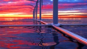 Illustration de l'innovation dans le transport d'électricité offshore grâce à des câbles supraconducteurs.