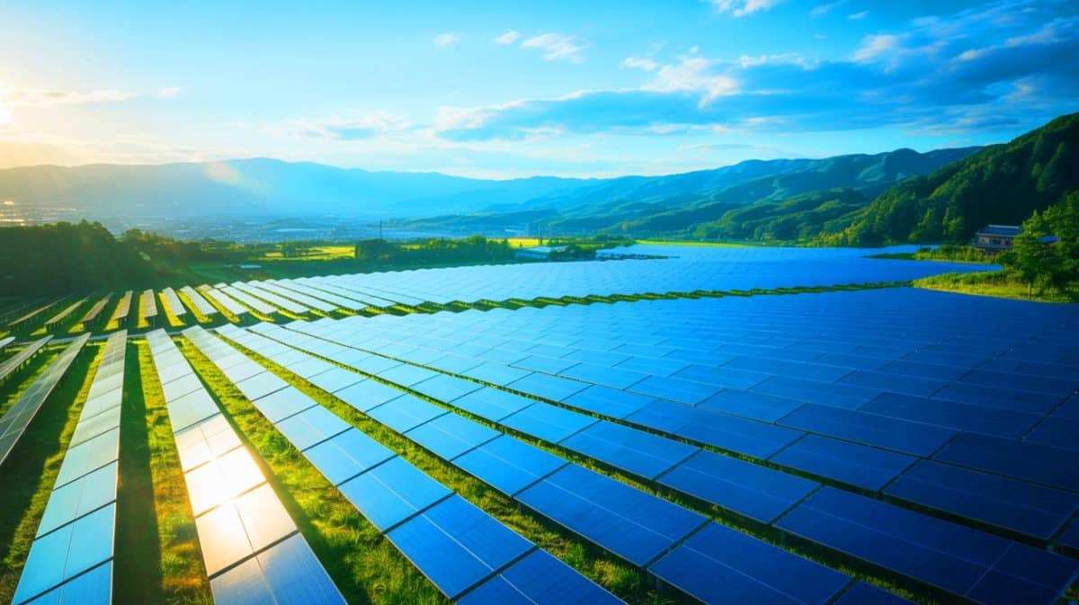 Illustration de la mise en service d'une centrale solaire de 20 MWAC par Canadian Solar à Okayama, au Japon.