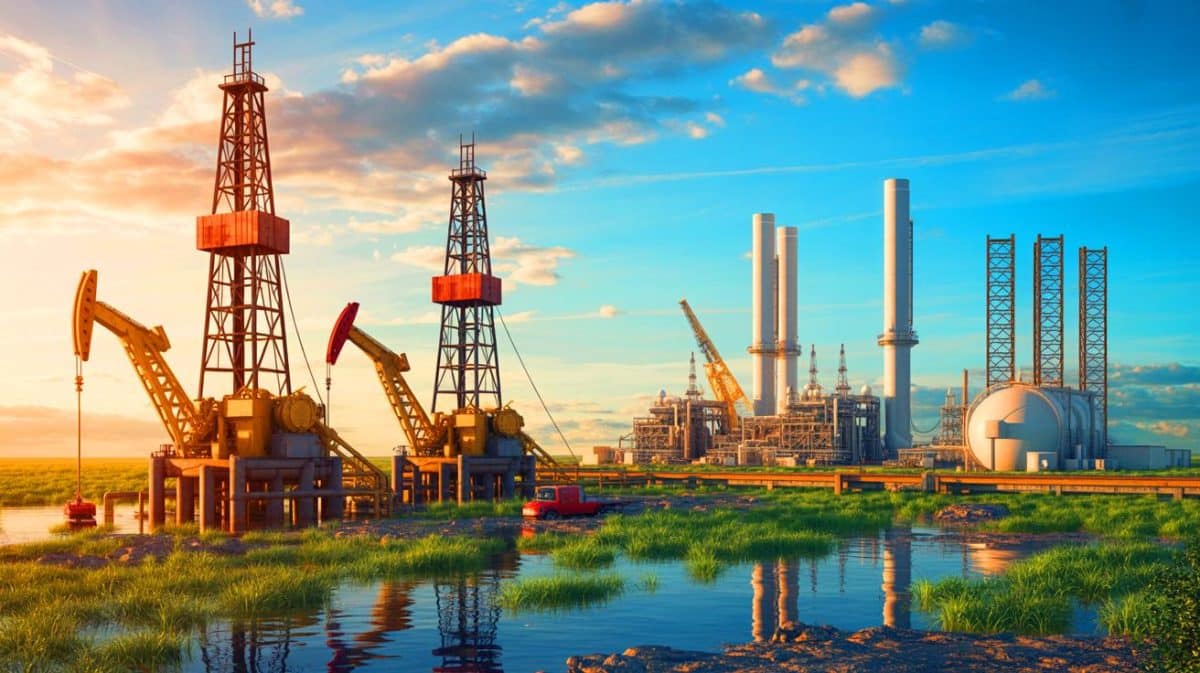 Le ralentissement pétrolier aux États-Unis pousse l’industrie gazière à relancer les fusions en 2026 Illustration de la transition énergétique du Lower 48, marquée par le recul des forages pétroliers et l'essor du gaz naturel.