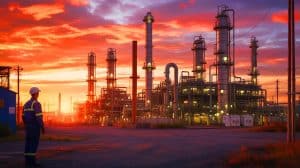 Illustration de la montée des marges de raffinage du diesel sous l'effet des sanctions économiques et des tensions géopolitiques.